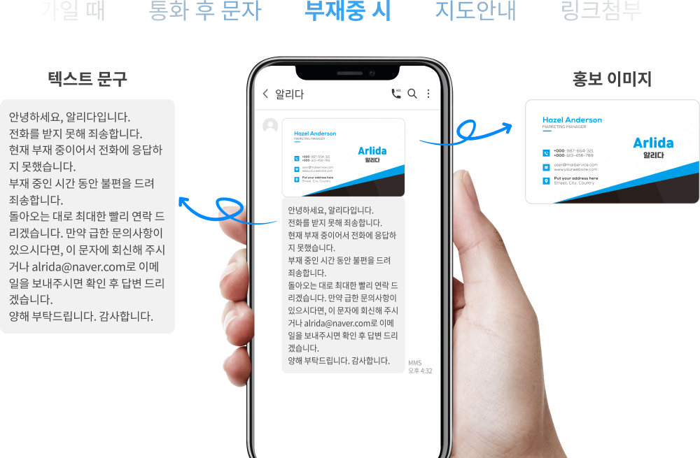 부재중 시 문자 설명